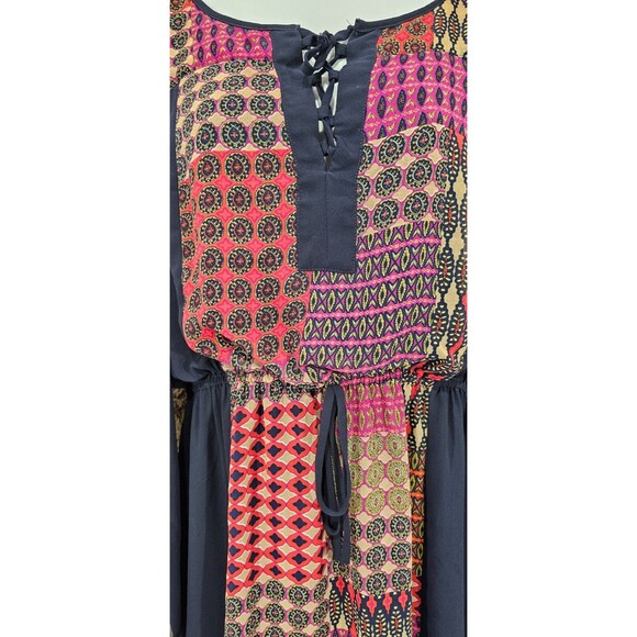 Anthropologie MAEVE Patchwork Dress Blouson Balloon Sleeve Boho Hippie Womens M - Picture 9 of 15